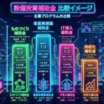「設備投資補助金 比較イメージ」と四制度の補助率・上限額比較